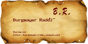 Burgmayer Radó névjegykártya